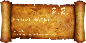 Preiszl Réka névjegykártya